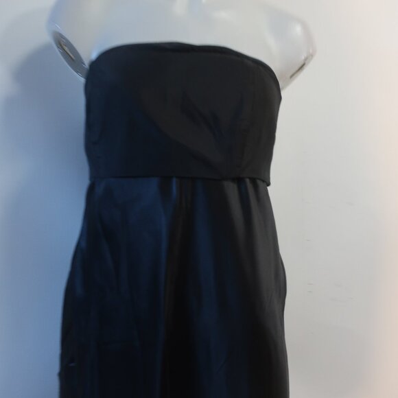 Womens Michelle Mason Black Strapless Pure Silk Satin Evening Gown Dress 10 - Picture 7 of 13